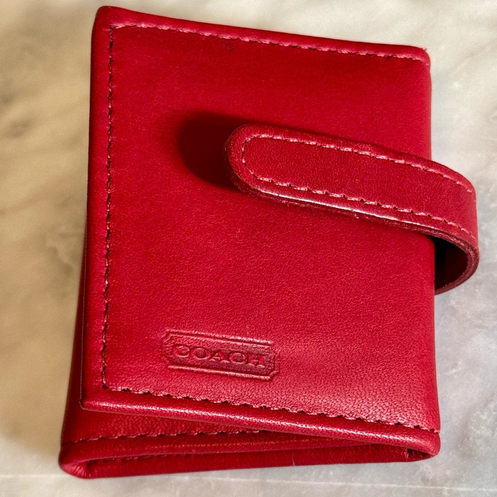 Coach Vintage Red Leather trifold photo holder/wallet